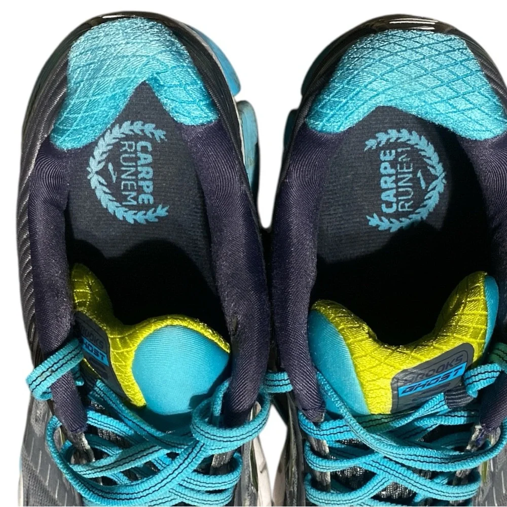 BROOKS Ghost 9 Grey Turquoise Running Athletic Sneakers 1202251B151 Women’s 8.5
